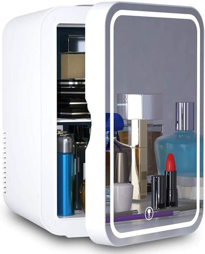 SolarMuse 6L LED Beauty Fridge – Skincare & Makeup Storage with Mirror & Hot/Cold Settings