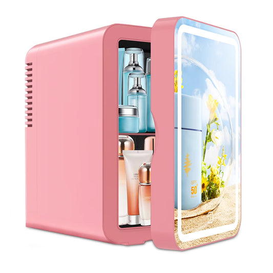 SolarMuse 6L LED Beauty Fridge – Skincare & Makeup Storage with Mirror & Hot/Cold Settings