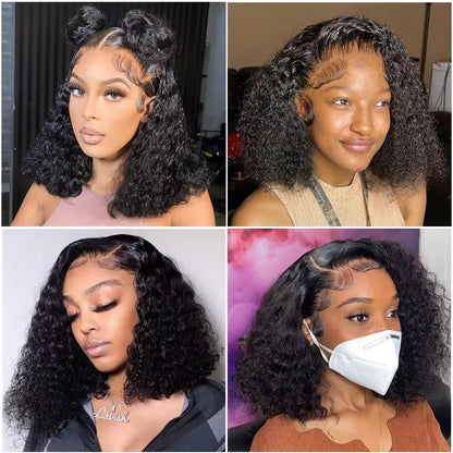 Short Bob Human Hair Glueless Wigs 13X4 Pre Cut No Glue Wigs 7X5 Curly Wigs Preplucked Deep Wave 4X4 Lace Front Wig Easy to Wear