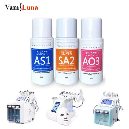 3Pcs*30Ml Concentrated Aqua Peeling Solution AS1 SA2 AO3 Serum for Dermabrasion Beauty Machine Deep Cleansing Face Care